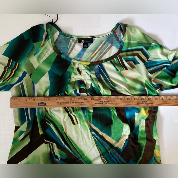 AB Studio knit top blouse top geometric abstract print 3/4 sleeves XL - Picture 7 of 16